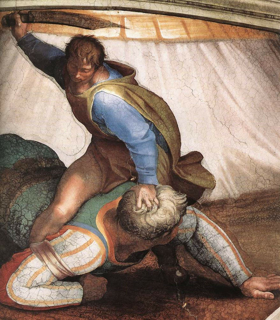 David and Goliath by Michelangelo on the Sistine Chapel ceiling